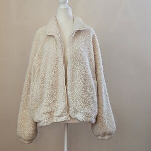 Wishlist Women's S/M White Sherpa Zip Up Teddy Jacket